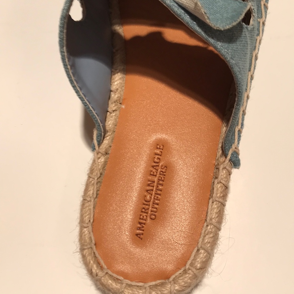 NWT American eagle denim bow wedge sandals 7 - Picture 9 of 12